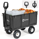 Sekey 3-in-1 Wagon 500 kg – Garden Wagon with Removable Side Panels & 10-inch Rubber Tires, Quiet & Rustproof, Quick Assembly in 8 Minutes, Platform & Transport Wagon